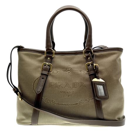 prada lady leather trimmed canvas bag|prada canvas bag.